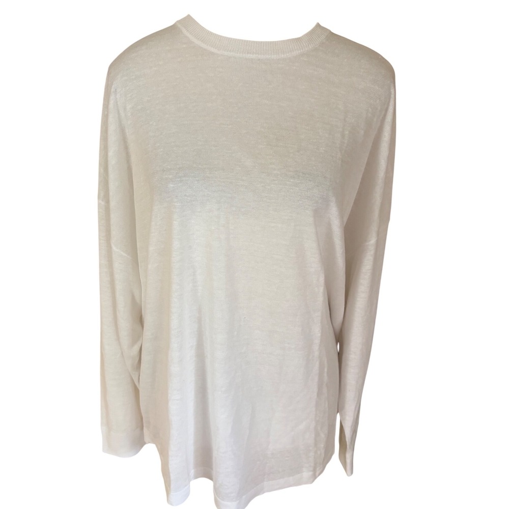 JENNI KAYNE White Knit Crew Neck‎ Long Sleeve Top Size Large